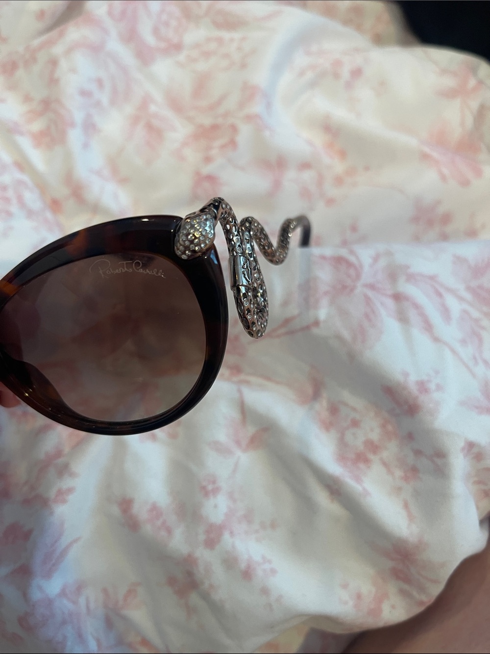 Vintage Roberto Cavalli Brown Tortoise Sunglasses with Gold Snakes Menkab - Picture 11 of 13